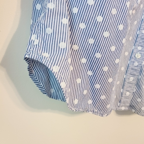 Talbots | Women's Polka Dot & Stripes Printed Button-Down Shirt (Size Medium) - Picture 7 of 9